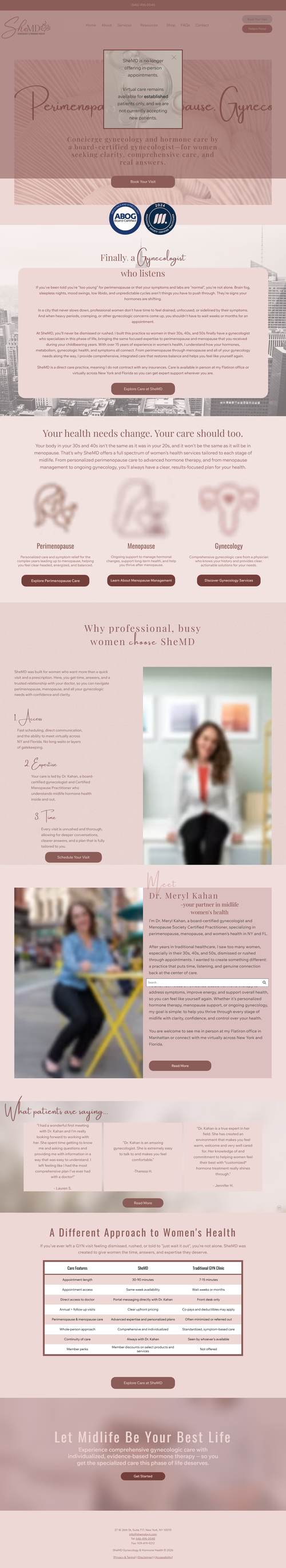 SheMD Gynecology & Hormone Health landing page