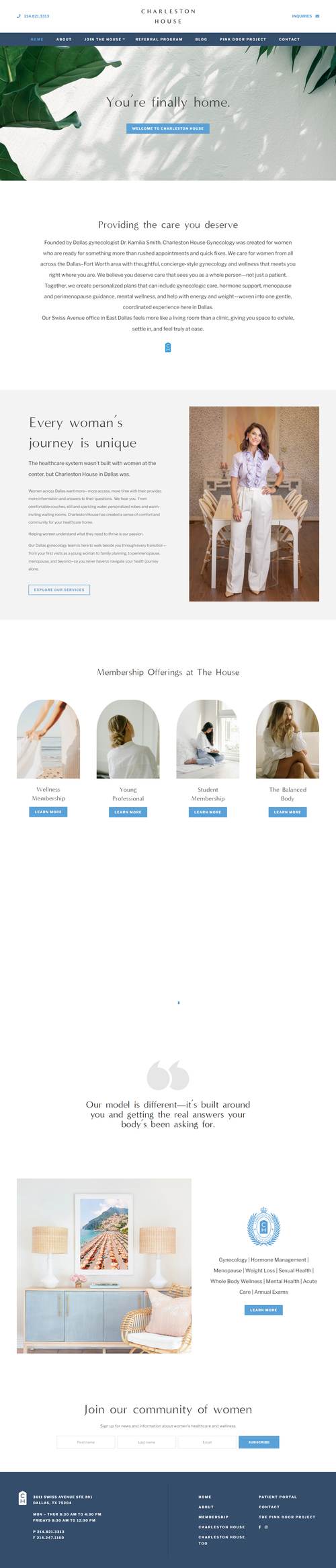 Charleston House Gynecology landing page