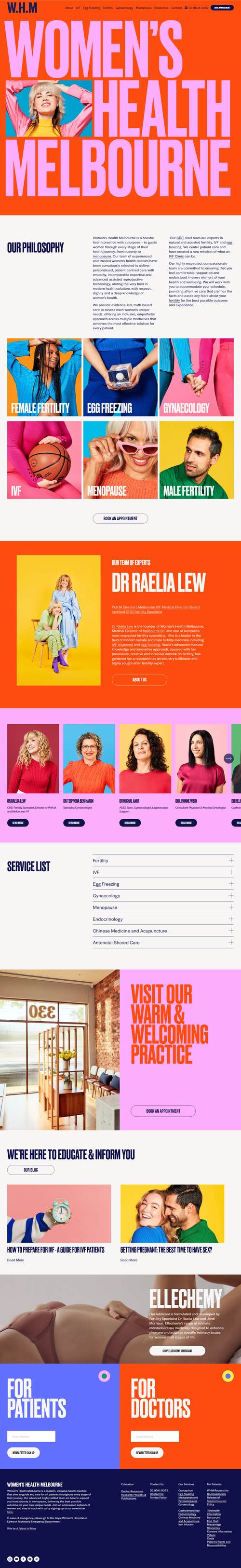 Women's Health Melbourne landing page