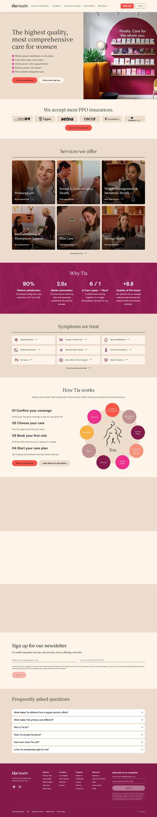 Tia landing page