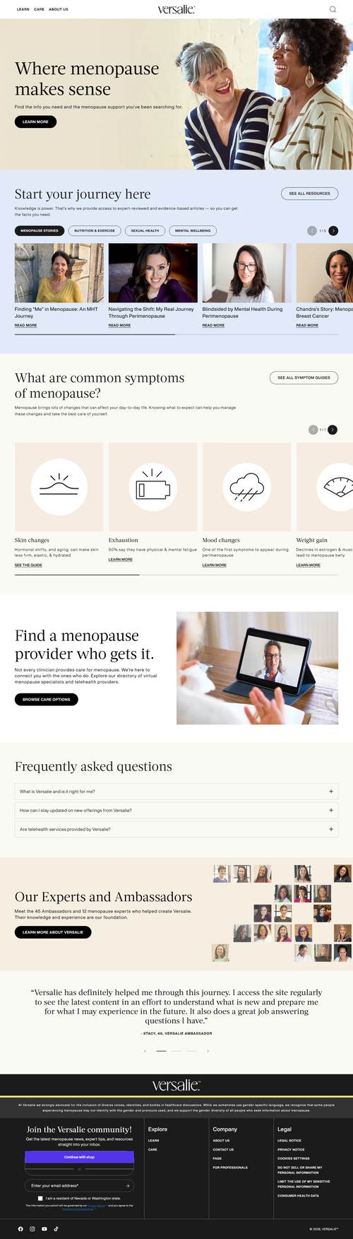 Versalie landing page