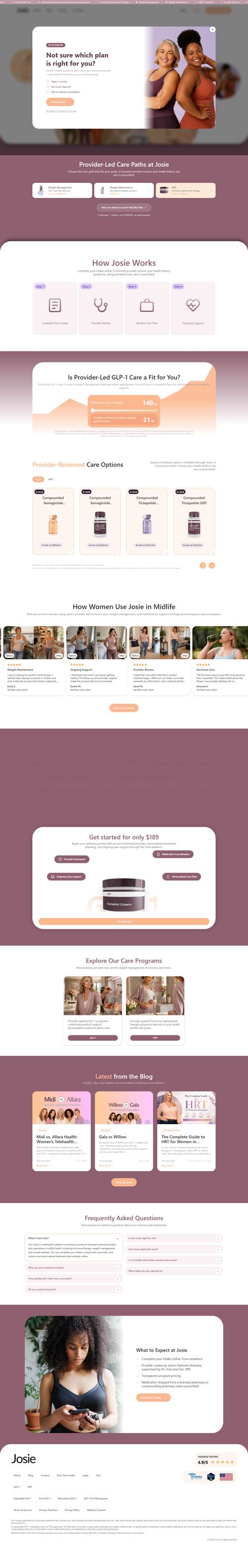 Josie landing page