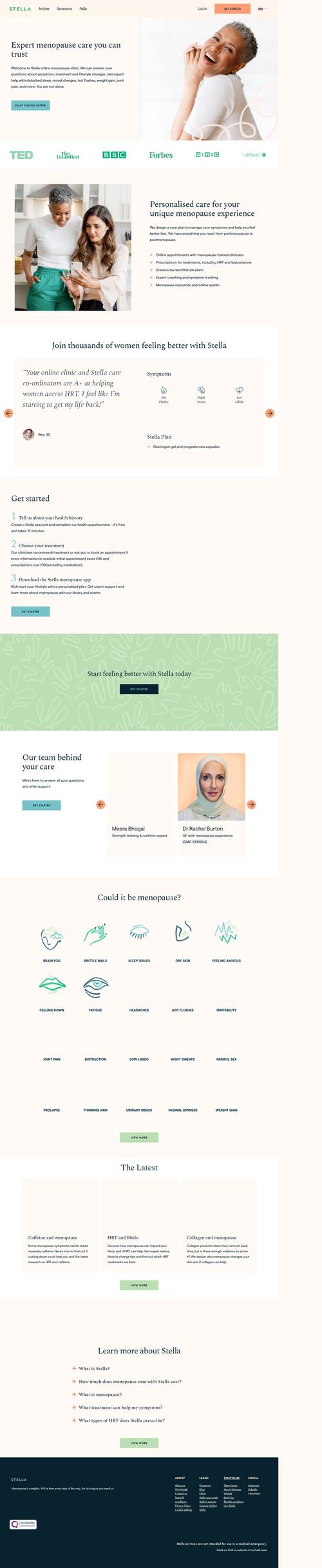 Stella landing page