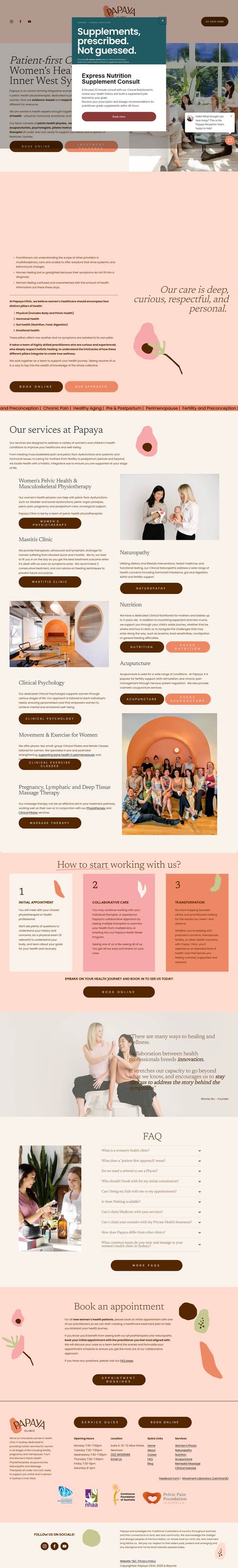 Papaya Clinic landing page