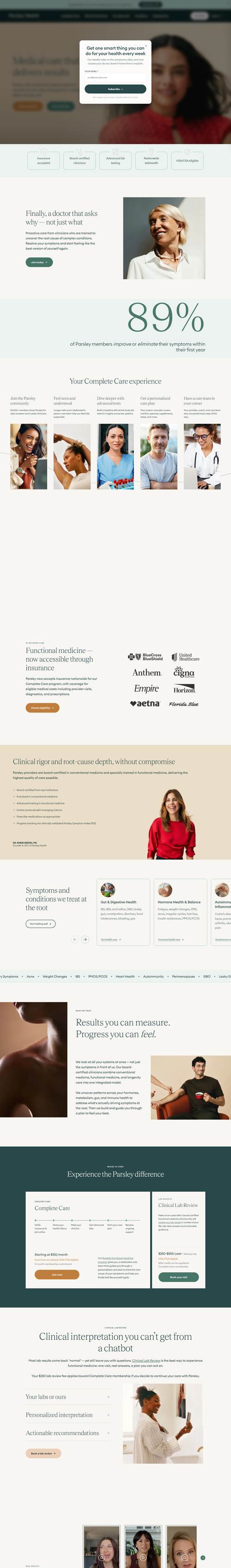 Parsley Health landing page