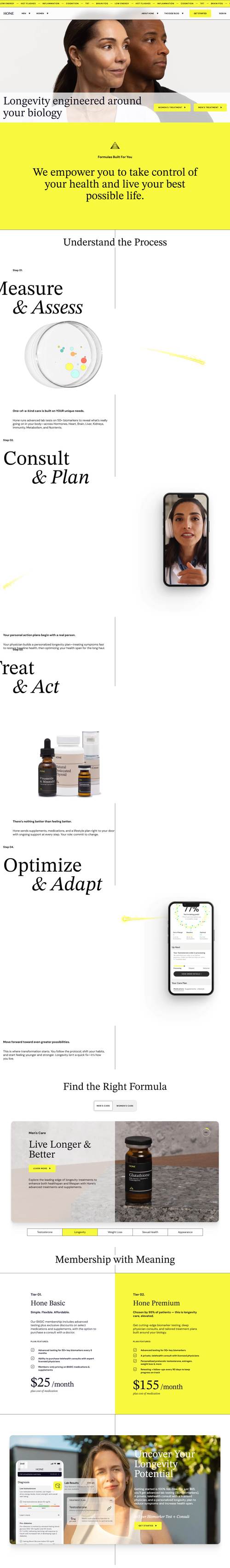 Hone Health landing page