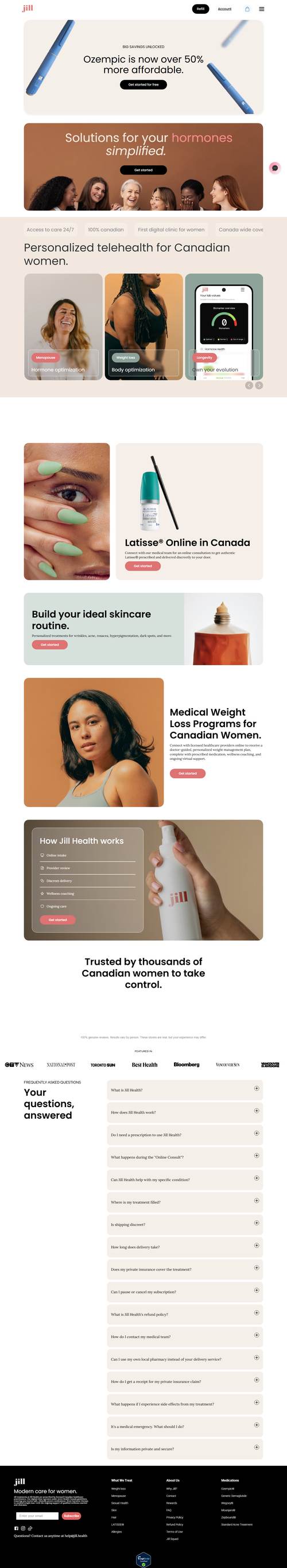 Jill Health landing page