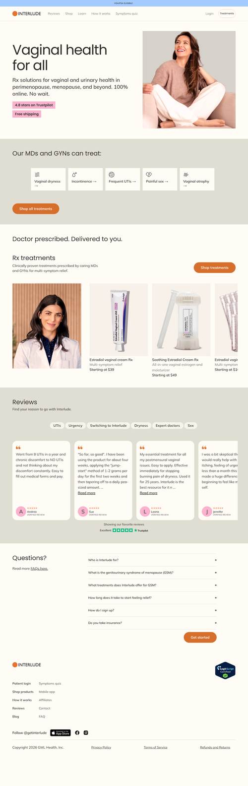 Interlude landing page