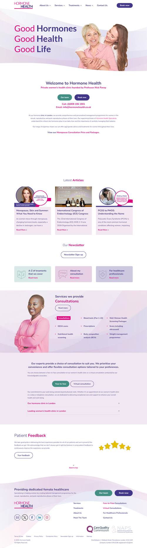 Hormone Health landing page