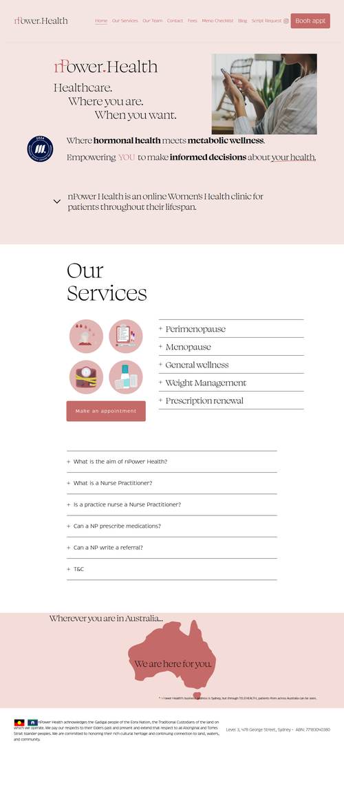 nPower Health landing page