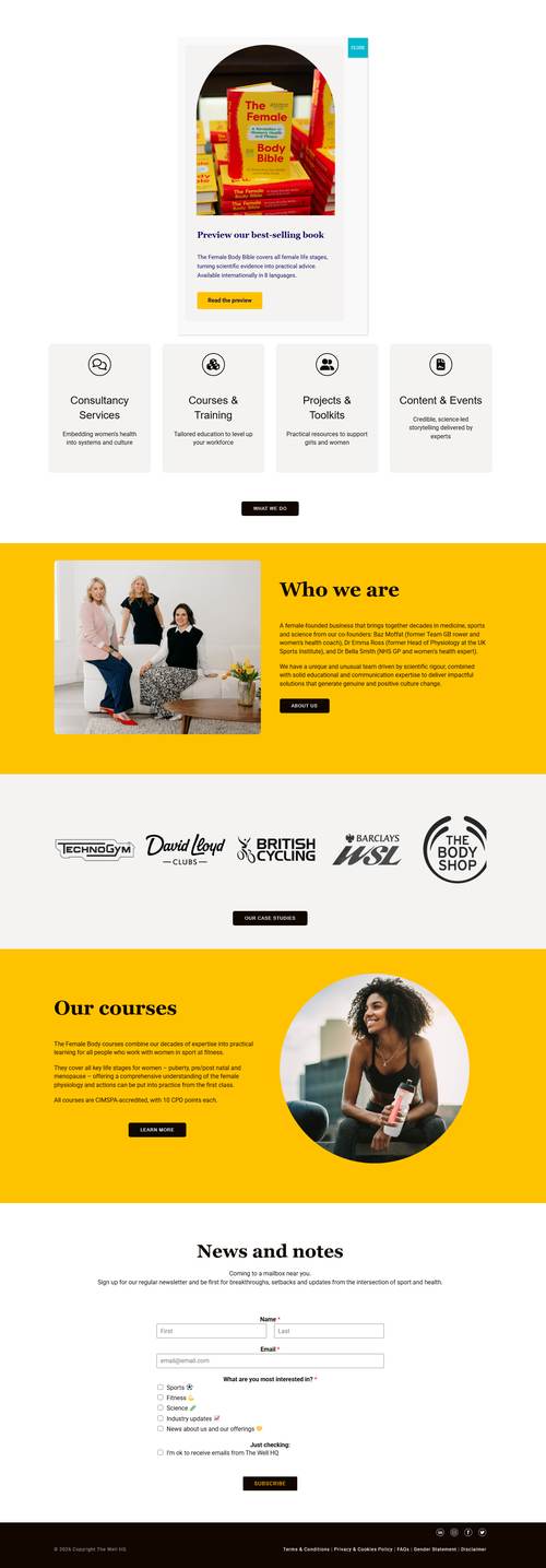 The Well HQ landing page