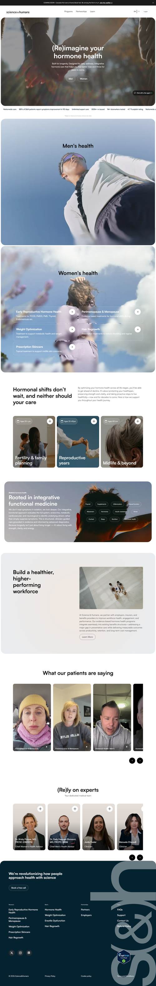 Science & Humans landing page