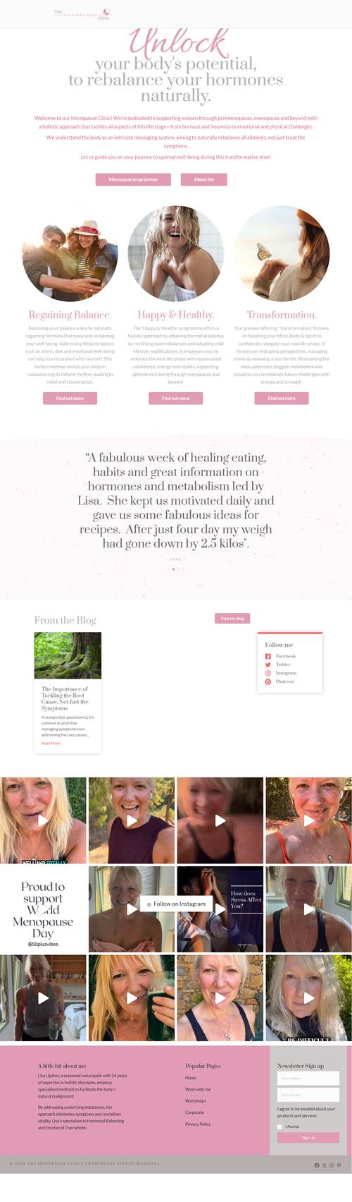 The Menopause Clinic landing page