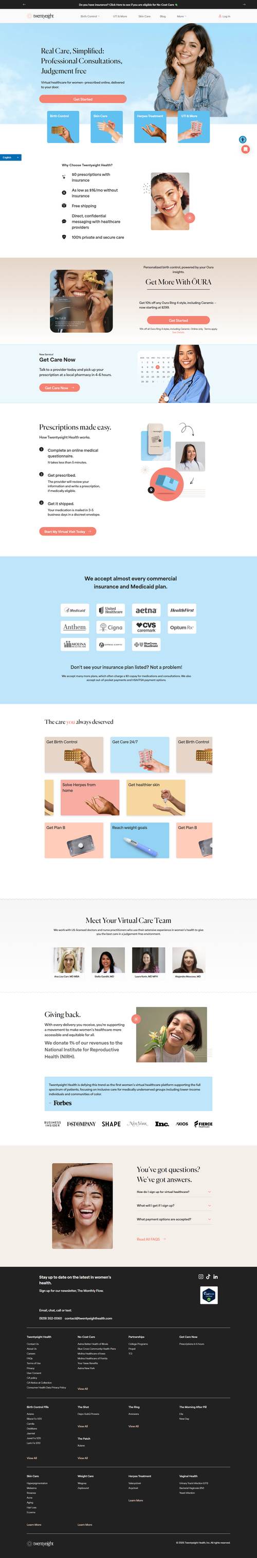 Twentyeight Health landing page