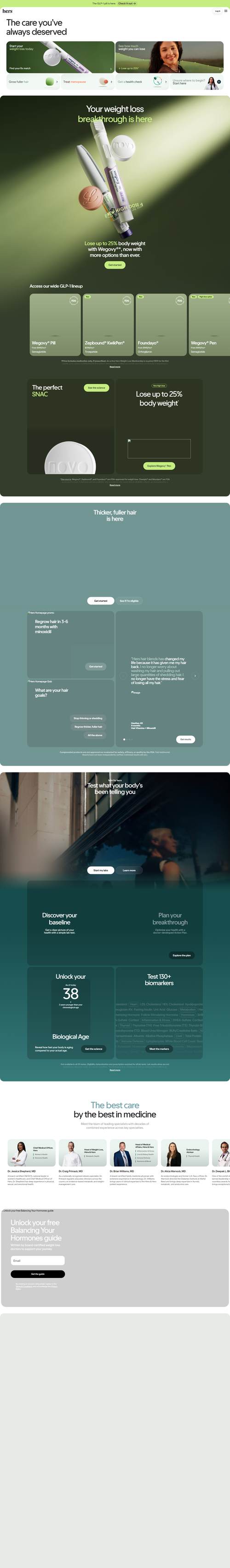 Hers landing page