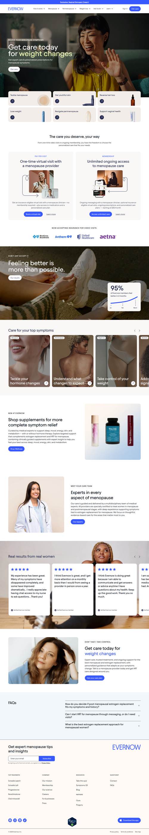 Evernow landing page