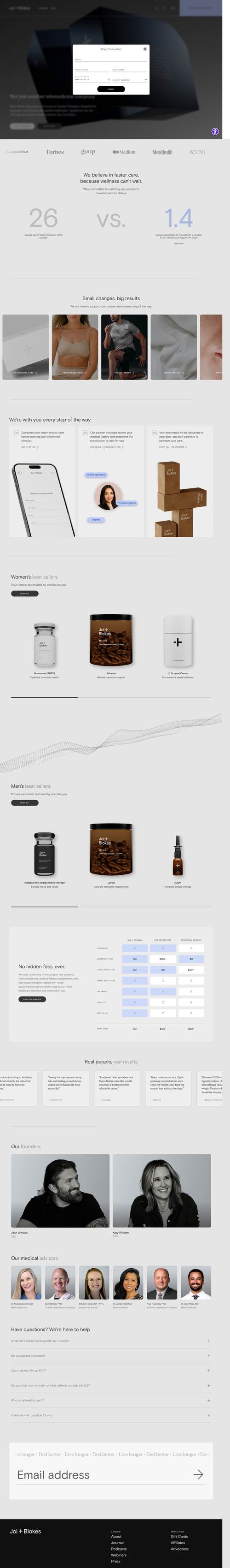Joi Women's Wellness (Joi+Blokes) landing page
