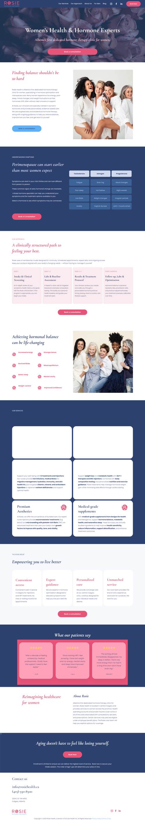 Rosie Health landing page