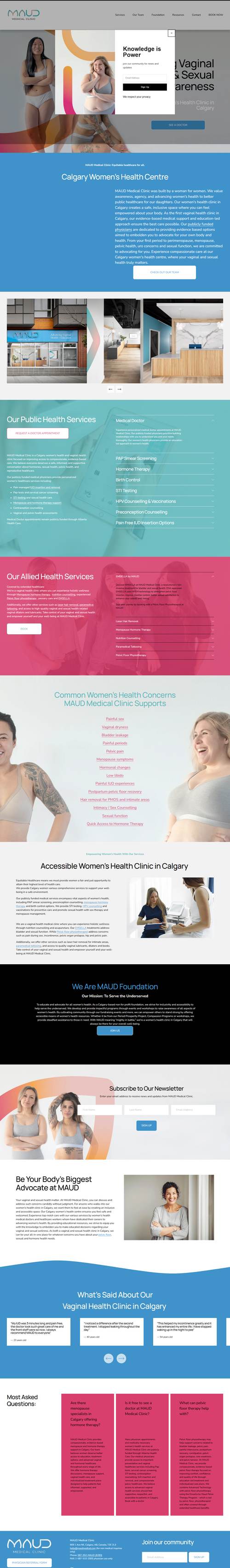 MAUD Medical Clinic landing page