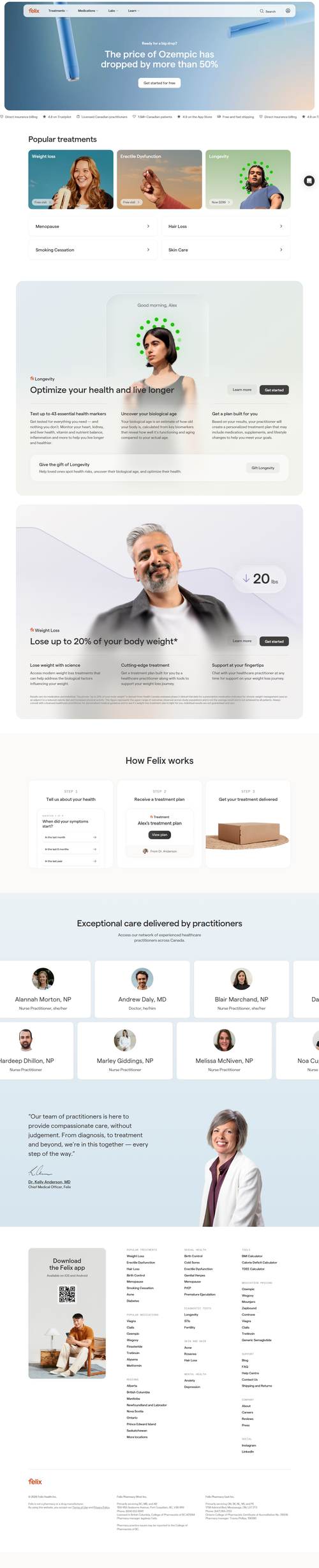 Felix Health landing page