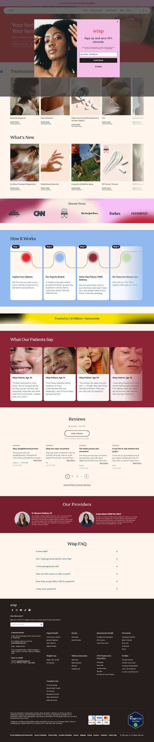 Wisp landing page