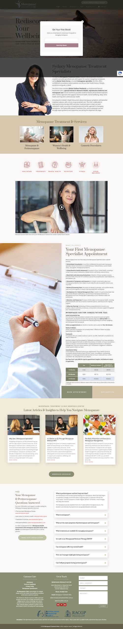 Menopause Treatment Clinic (Dr Verma) landing page