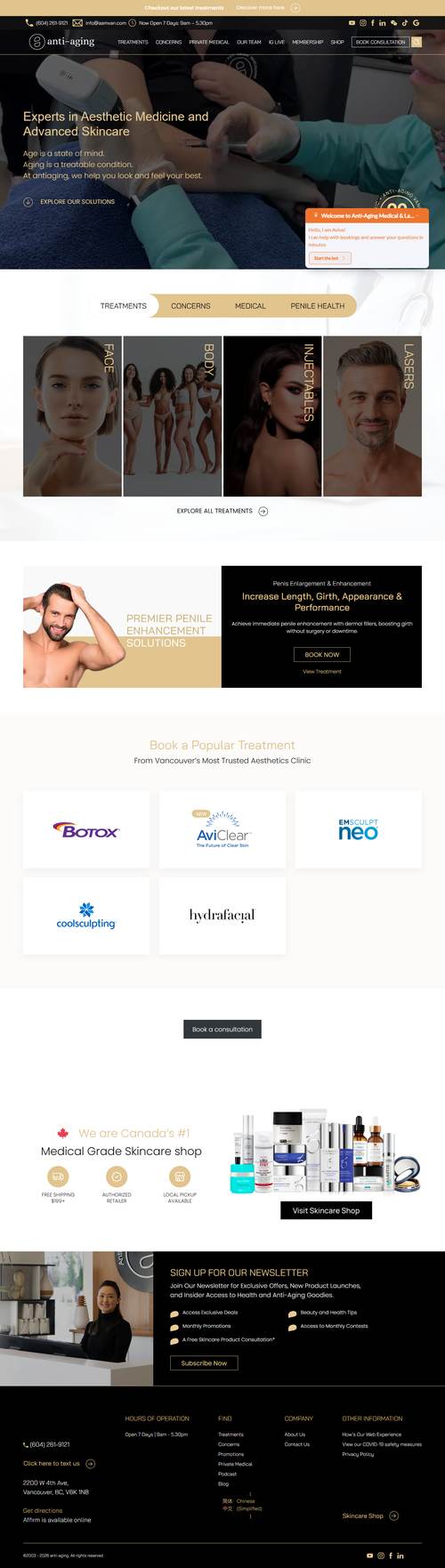 Anti-Aging Medical & Laser Clinic Vancouver landing page
