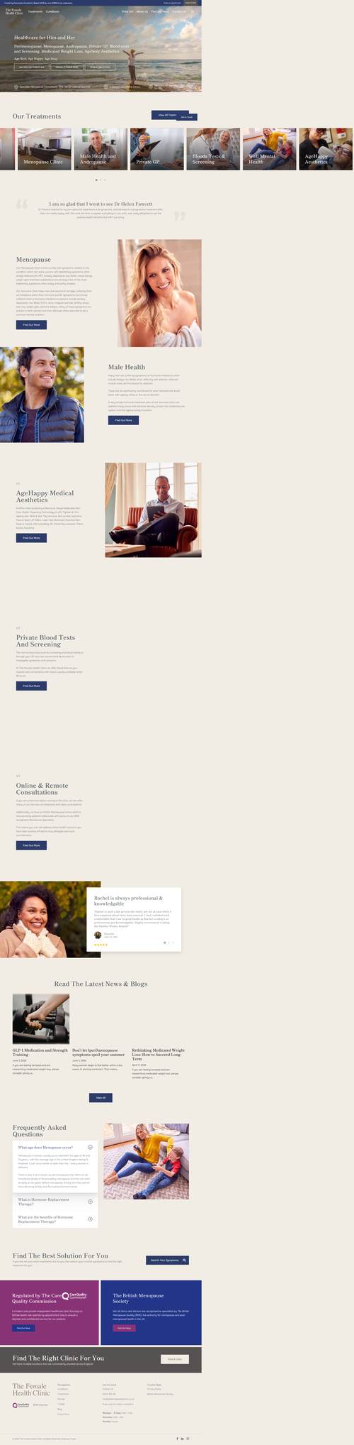 The Female Health Clinic landing page