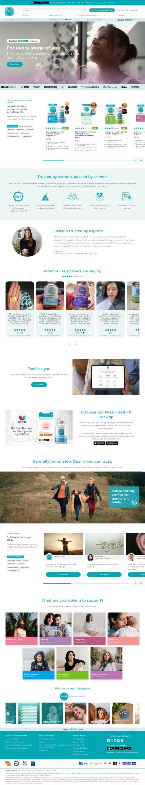 Health & Her landing page