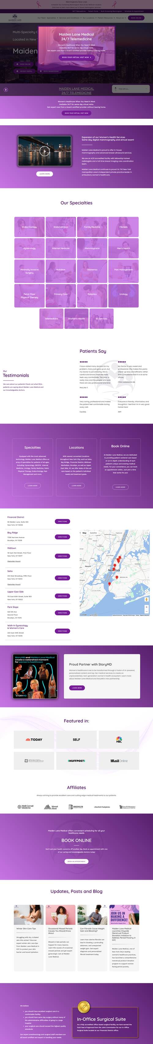 Maiden Lane Medical landing page