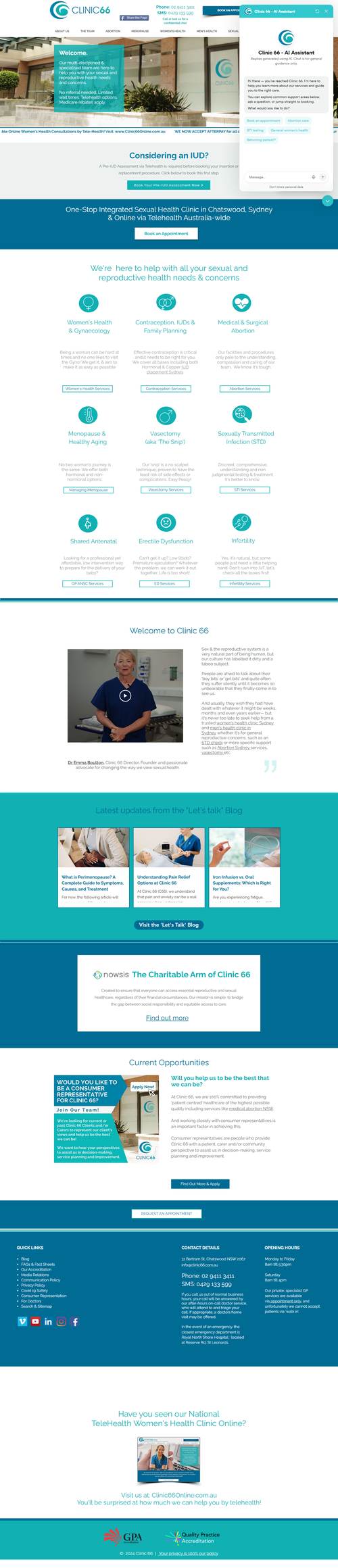 Clinic 66 landing page