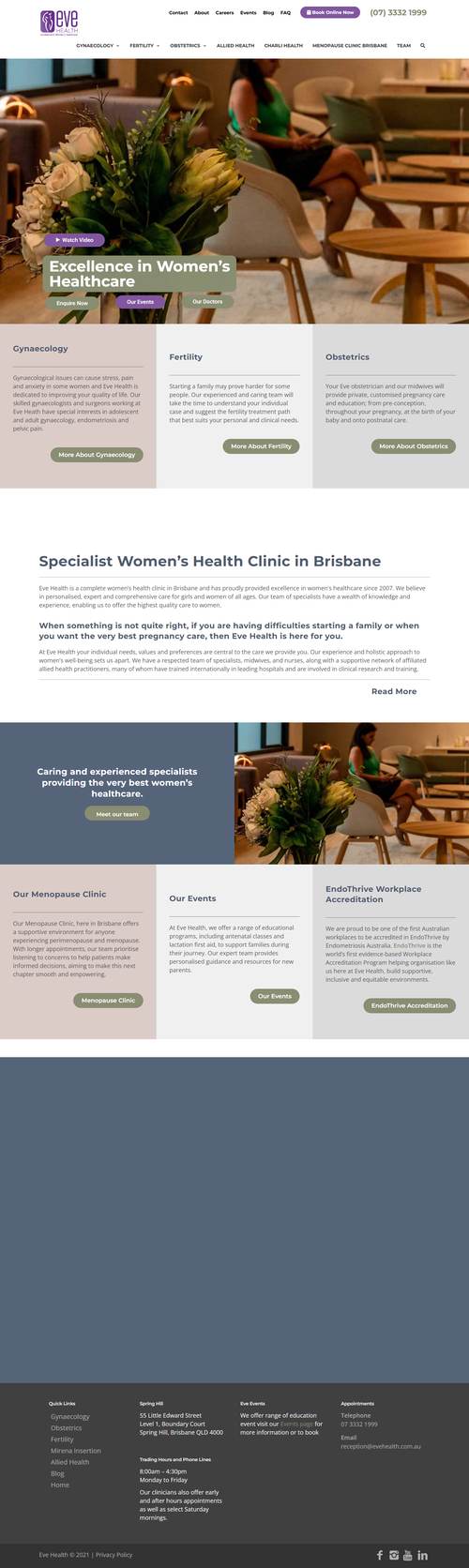 Eve Health landing page