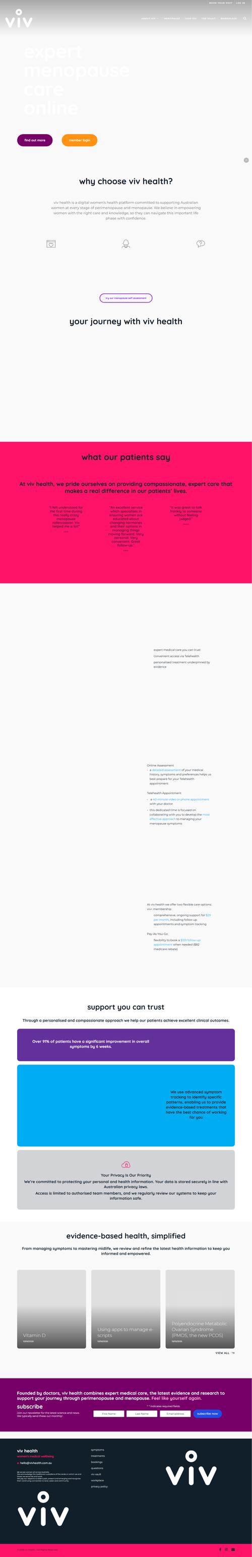 Viv Health landing page