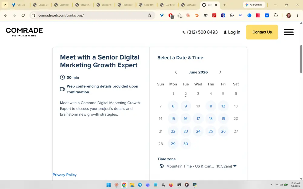 Comrade Digital Marketing (comradeweb.com/contact-us) screenshot 405
