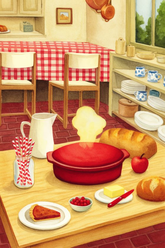 Krea watercolor country kitchen illustration
