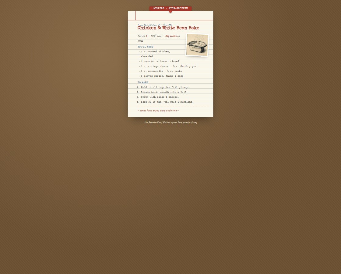 Vintage recipe-card web page