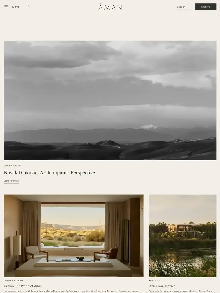 Aman homepage, full page capture