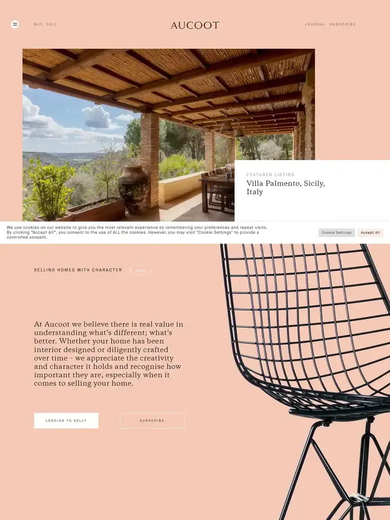 Aucoot homepage, full page capture