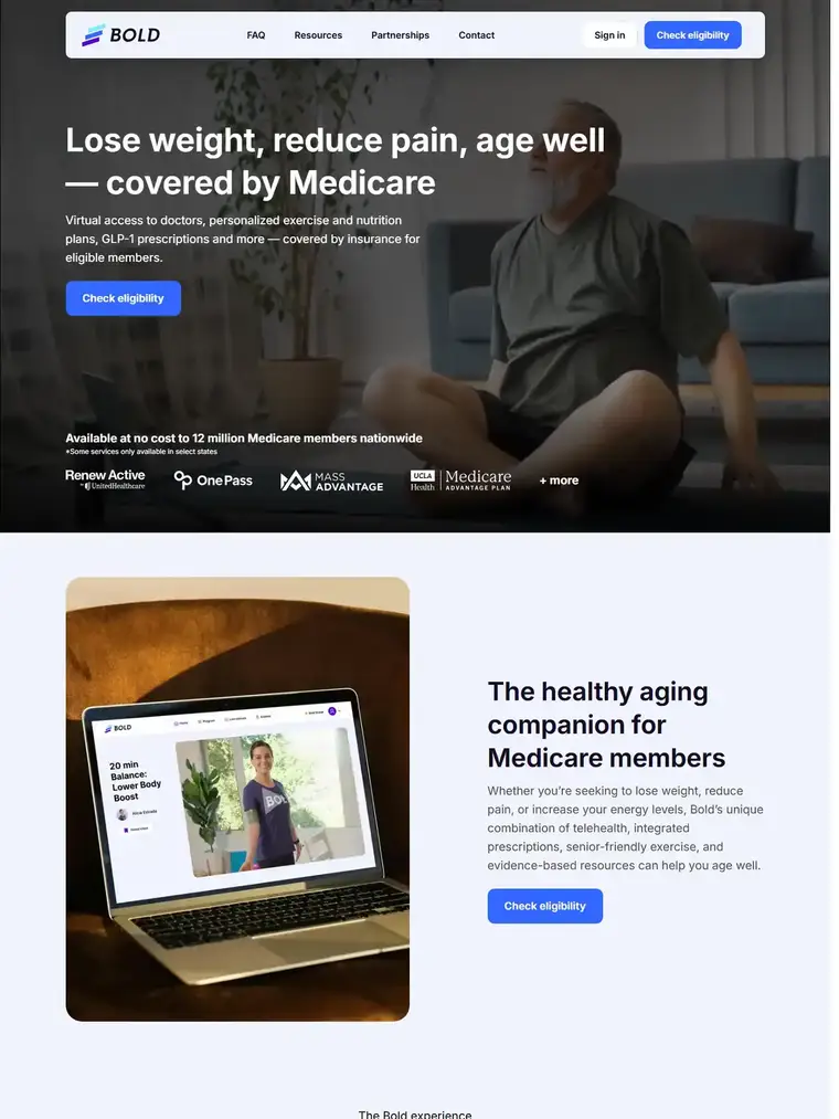 Bold homepage, full page capture