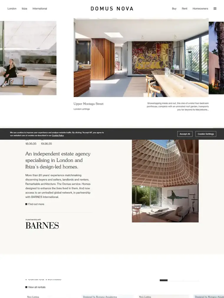 Domus Nova homepage, full page capture