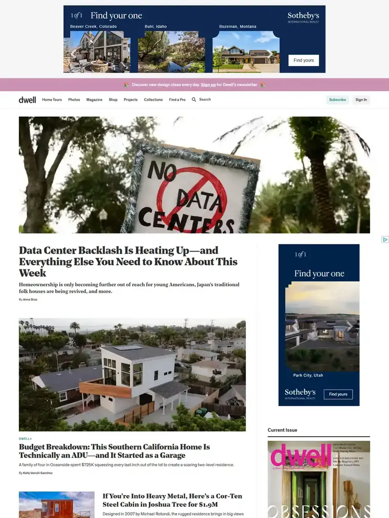 Dwell homepage, full page capture