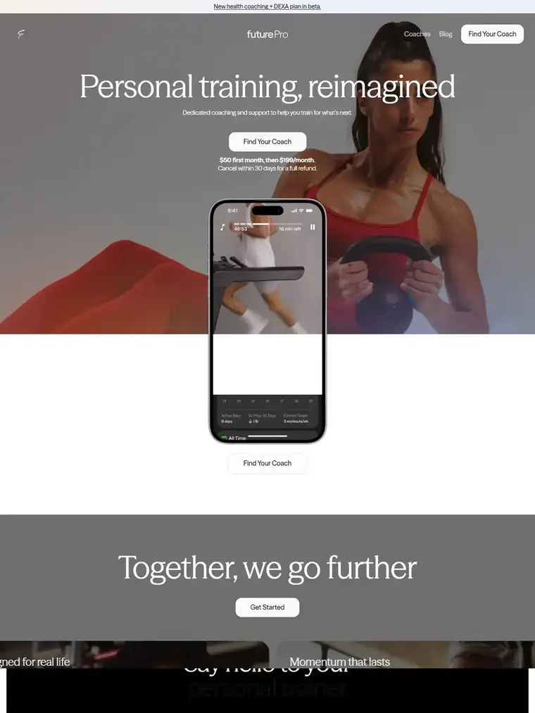 Future homepage, full page capture