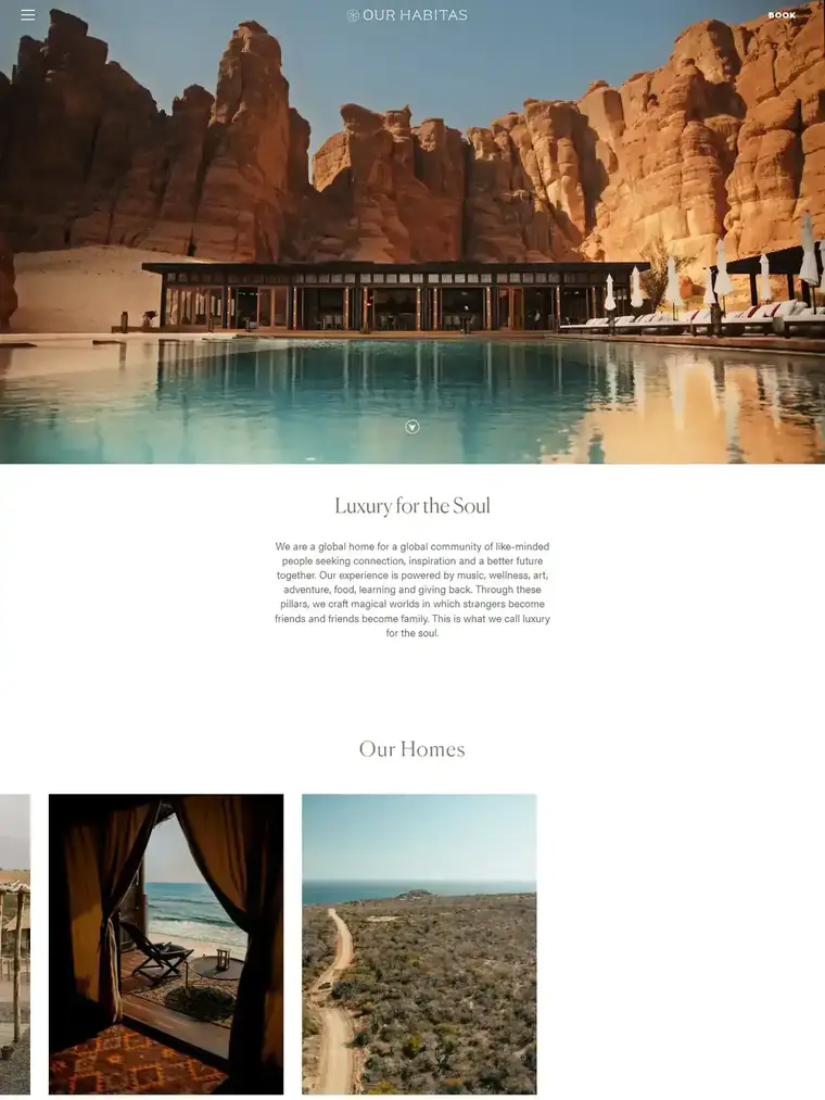 Habitas homepage, full page capture