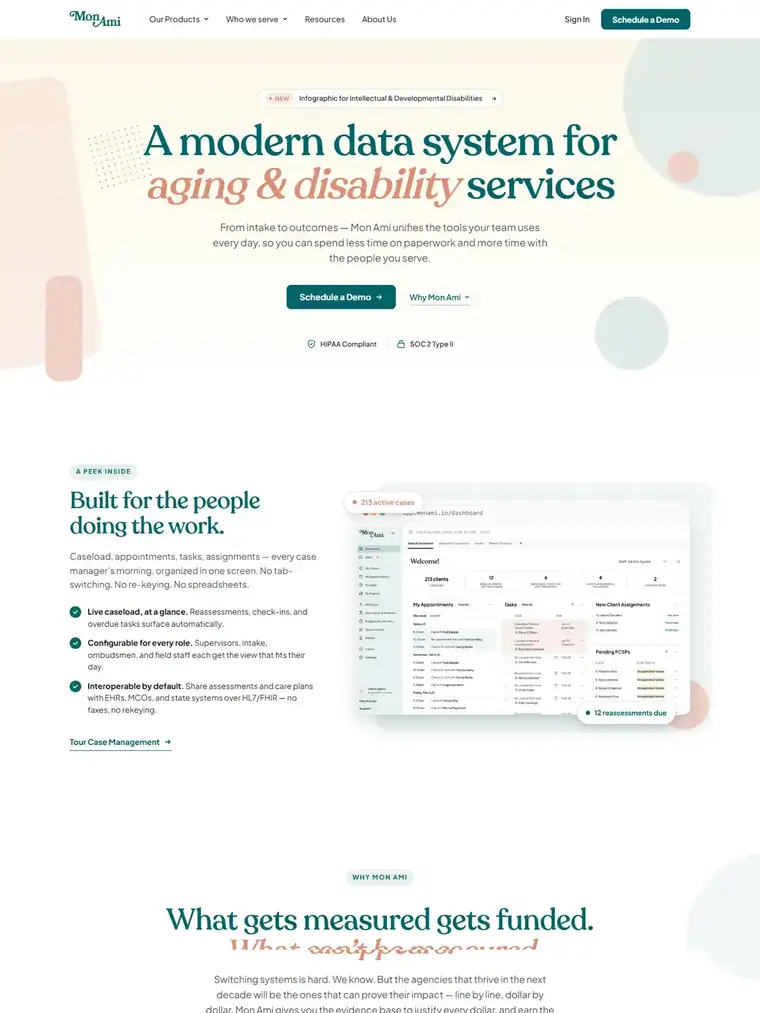 Mon Ami homepage, full page capture