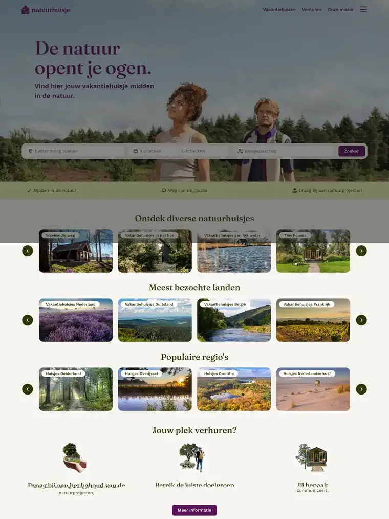 Natuurhuisje homepage, full page capture