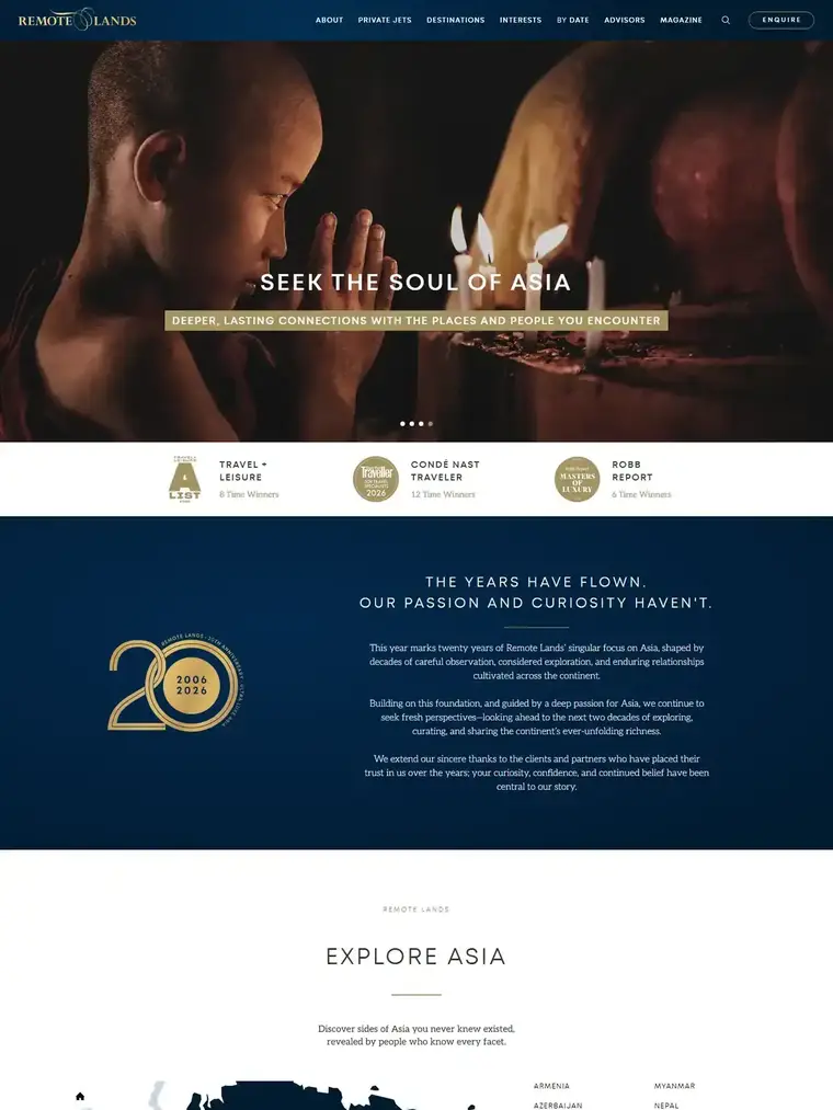 Remote Lands homepage, full page capture