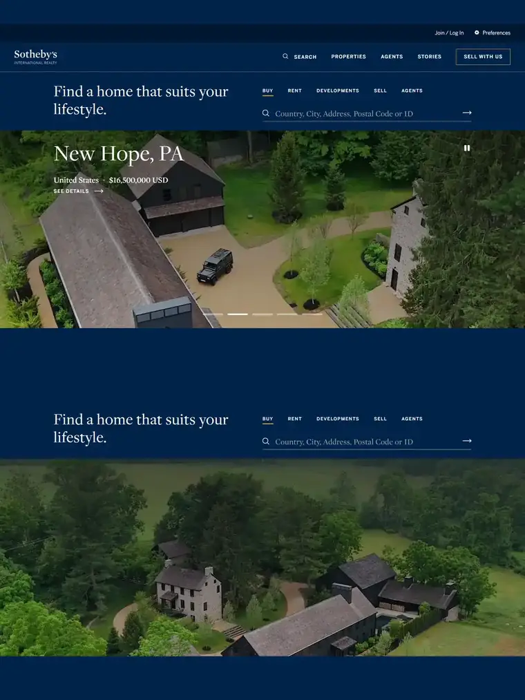 Sotheby's Realty homepage, full page capture