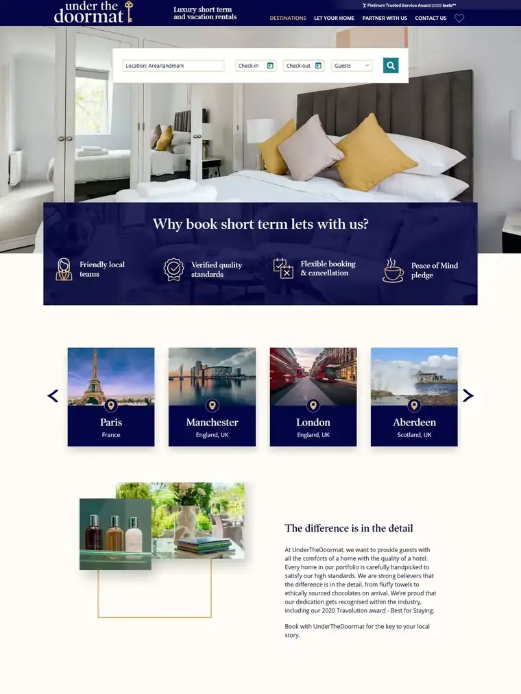 Under The Doormat homepage, full page capture