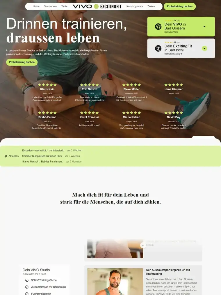 Vivo homepage, full page capture
