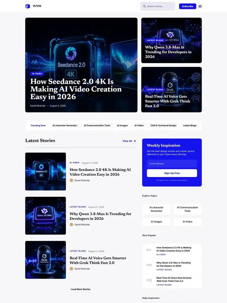 Working Not Working homepage, full page capture